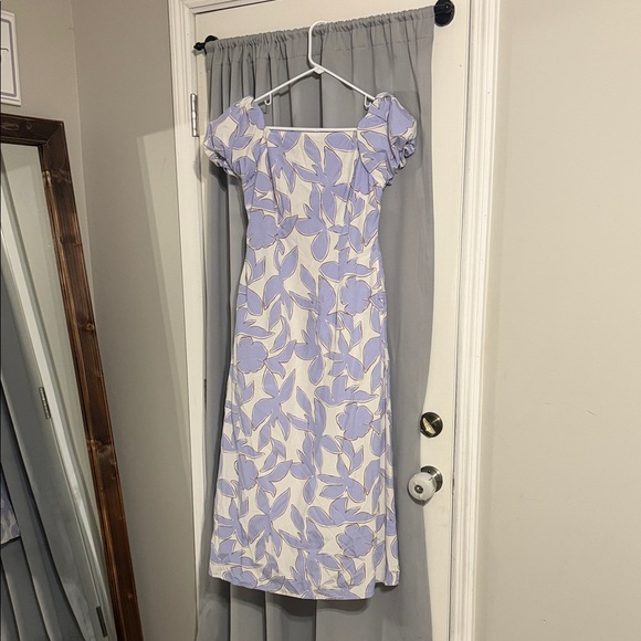 a new day Dresses & Skirts - A New Day Blue Floral Midi Dress | Smocked Bodice Puff Sleeve | XS